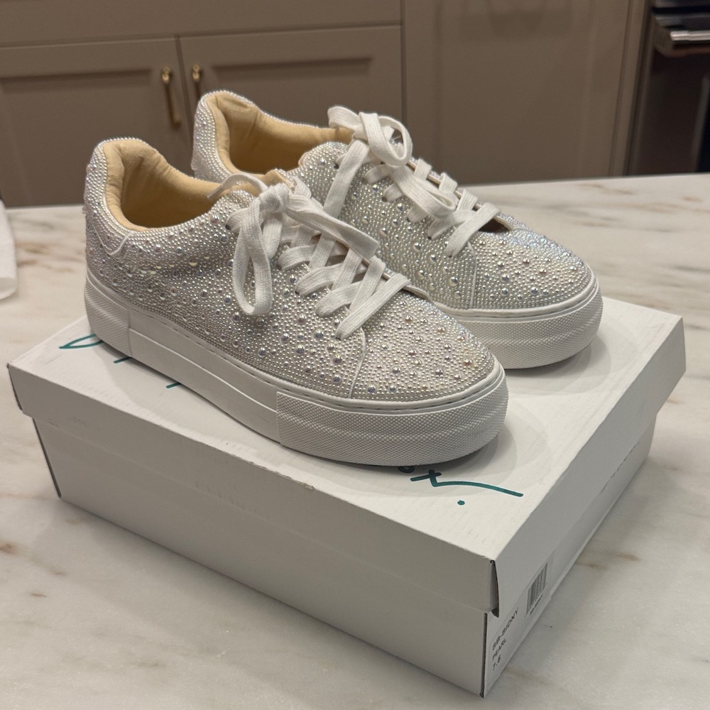 Betsey Johnson Sparkling White Sneakers
